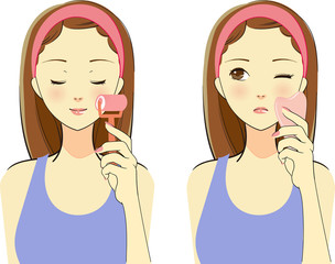 Illustration of a woman doing skincare