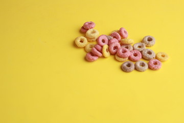 delicious colorful round breakfast cereals