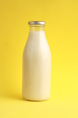 glass bottle with delicious milk..