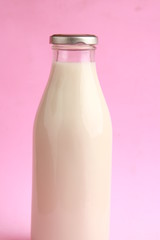 glass bottle with delicious milk..