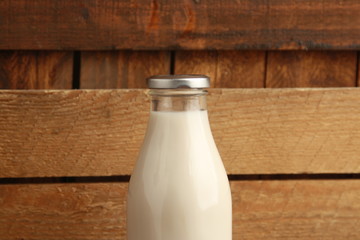 glass bottle with delicious milk..