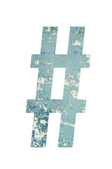 Sharp symbol on textured background of blue color in rural style