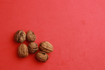 Garlic walnuts in color background