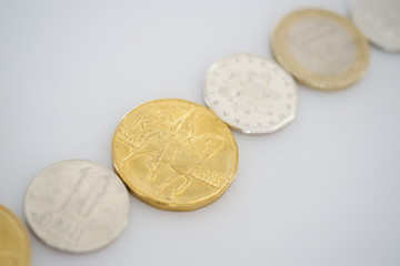 golden coins isolated on white background