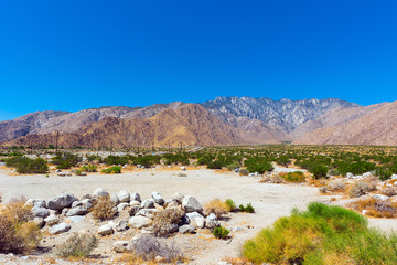 View of the mountain landscape, California, USA. Copy space for text.