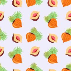 Seamless pattern of coloured hazelnuts , for wrapping paper, wallpaper, fabric pattern, backdrop, print, gift wrap, cover of notebook, envelope