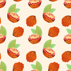Seamless pattern of coloured walnuts , for wrapping paper, wallpaper, fabric pattern, backdrop, print, gift wrap, cover of notebook, envelope