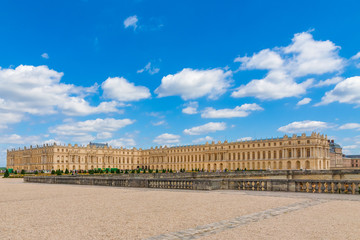 Perfect panoramic view of the west and south wing of the Versailles Palace seen at the monumental...