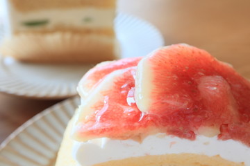 イチジクのケーキのクローズアップ画像