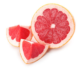 Fresh cut grapefruit on white background