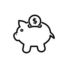 PIGGY BANK ICON TRENDY FLAT DESIGN