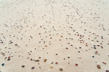 Many pebbles on the Baltic sea beach. Poland