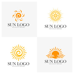 Set of Sun logo design vector template, Icon symbol, Illustration