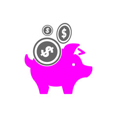 PIGGY BANK ICON TRENDY FLAT DESIGN