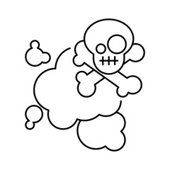 Toxic gas icon. Outline thin line flat illustration. Isolated on white background. 