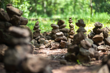 Fototapeta na wymiar Pile of stones at Khao Kradong travel attraction.