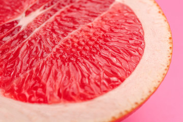 Fresh cut grapefruit, closeup view