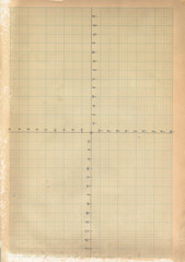 A vintage old retro brown sepia sheet of graph paper with lines drawn on. 1960 and 1970 style...