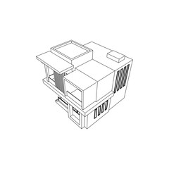 Modern House Building Line Art Isolated Vector Images