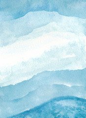 Abstract watercolor background. Blue wave.