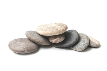 Fototapeta na wymiar group of pebbles pile on white background