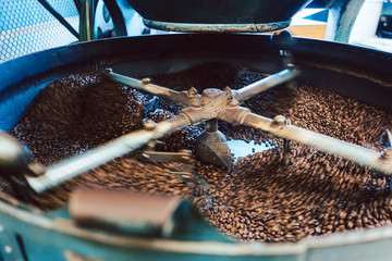Coffee roaster machine in action