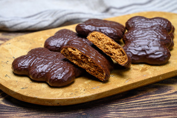 Tasty gingerbread glazed cookies from Torun, Poland