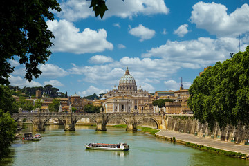 The Vatican from across the Tiber river in Rome, Italy