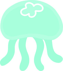 Flat colored Pastel Blue Jellyfish
