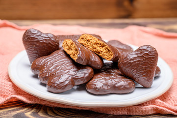 Tasty gingerbread glazed cookies from Torun, Poland