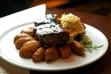 Fototapeta na wymiar Steak on a restaurant table