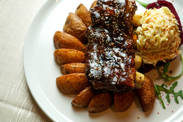 Steak on a restaurant table