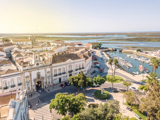 Faro city center by Ria Formosa, Algarve, Portugal - obrazy, fototapety, plakaty