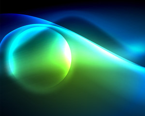 Shiny color bright neon abstract wave template. Abstract bright light. Neon light glowing effect. Space background. Abstract shape