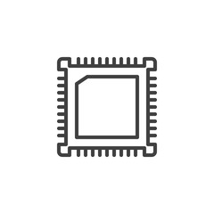 CPU chip line icon. Microchip linear style sign for mobile concept and web design. Computer Processor outline vector icon. Symbol, logo illustration. Vector graphics