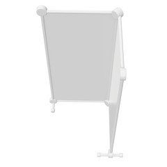 Blank Roll Up fold up Banner Stands. Trade show booth white and blank. 3d render isolated on white background. High Resolution Template for your design.