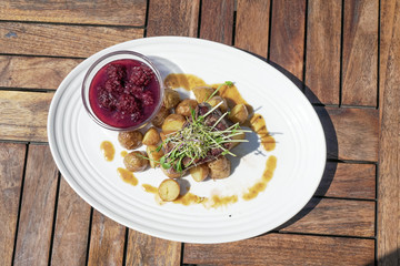 Steak on a restaurant table