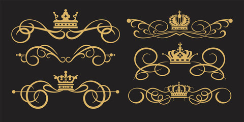 Design elements. Gold on black. Vector art