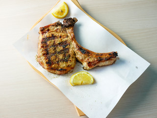 Steak on a restaurant table