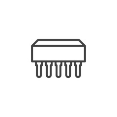 CPU, Processor line icon. Microchip linear style sign for mobile concept and web design. Computer chip outline vector icon. Symbol, logo illustration. Vector graphics