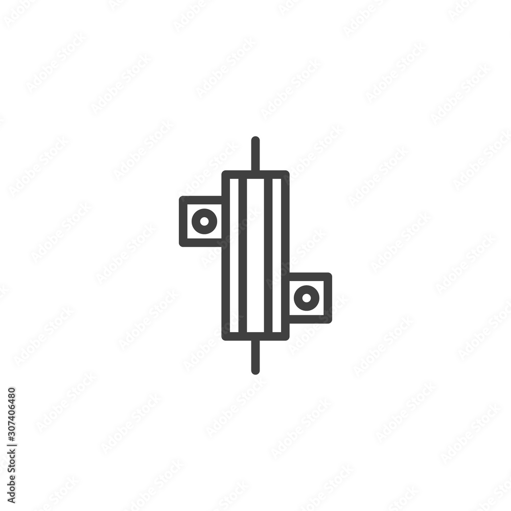Poster power resistor line icon. microchip linear style sign for mobile concept and web design. cpu, chip o