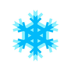 Snowflake icon for New Year and Christmas design blue color. Creative graphic illustration isolated on white for decoration gifts and presents, weather indicator.