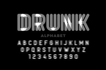 Drunk style font design, alphabet letters and numbers © piai