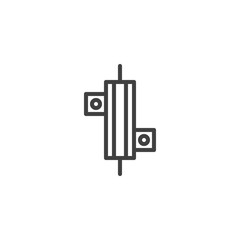 Power resistor line icon. Microchip linear style sign for mobile concept and web design. CPU, chip outline vector icon. Symbol, logo illustration. Vector graphics
