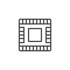 CPU circuit board line icon. chip linear style sign for mobile concept and web design. Central Computer processor microchip outline vector icon. Symbol, logo illustration. Vector graphics