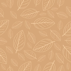 Sketch leaves pattern in vintage style cream color in delicate colors stock vector illustration for design of wrapping paper, fabrics, design and decor, scrubbing dicupage