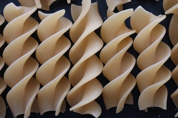 macro pasta on grey background