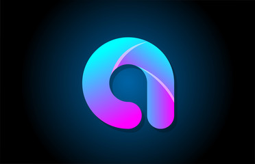 blue gradient logo a alphabet letter design icon for company