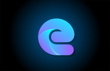 blue gradient logo e alphabet letter design icon for company