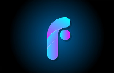 blue gradient logo f alphabet letter design icon for company